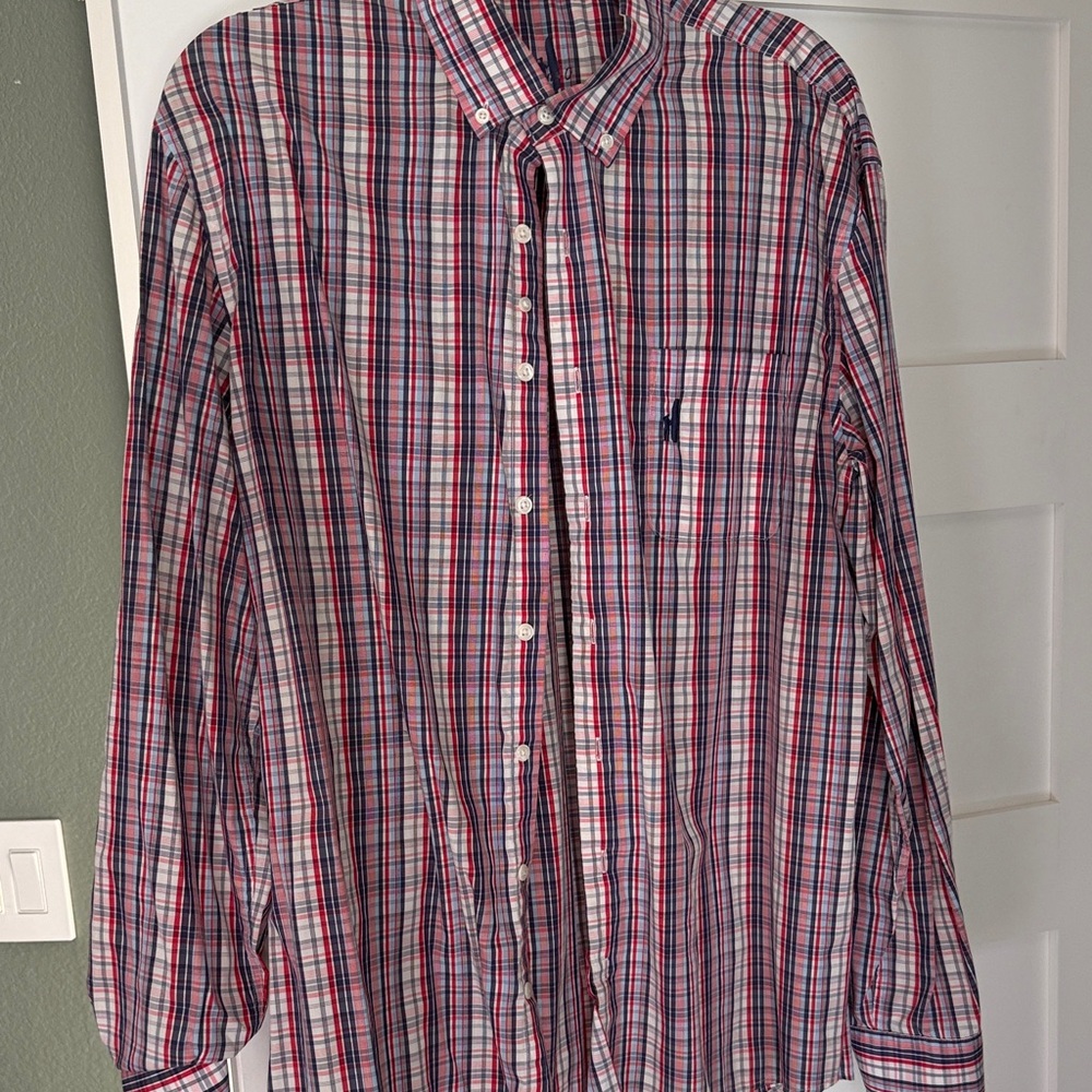 johnnie-O Red and Blue Plaid Button-Down Shirt